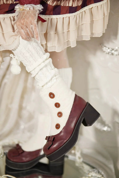 Dolly Doll - Winter Lolita Boots Fur Mary Jane Lolita Low Heel Shoes