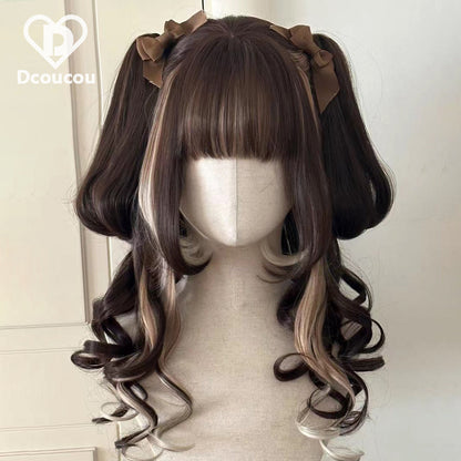 Dcoucou - No-Heart Rabbit 45cm Long Curly Ponytail Wig Multicolors