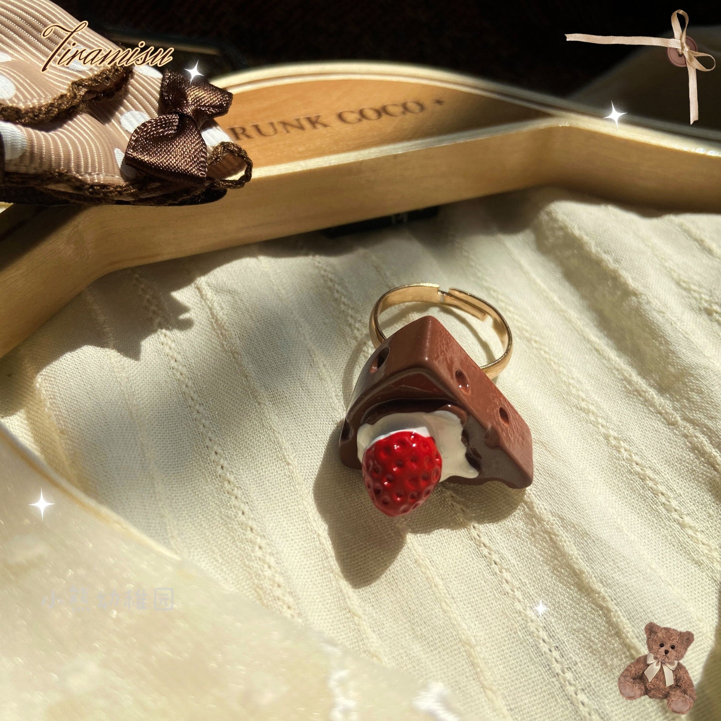 Bear Doll - Augustina - Kawaii Lolita Chocolate Paired Brooch and Hair Clip