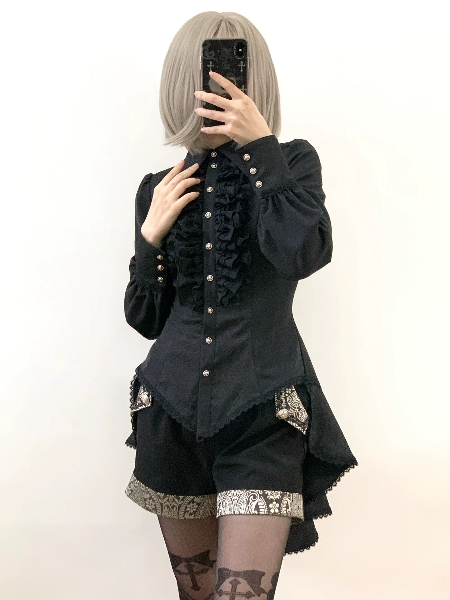 Little Dipper - Cold Rice - Ouji Lolita Shirt With Spiderweb Pattern in Several Versions