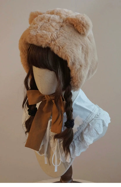 Besozealous - Winter Lolita Hat Bear Ears Hooded Hat