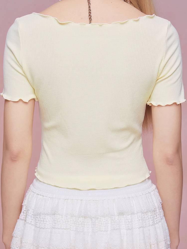 Summer lace slim top【s0000008937】