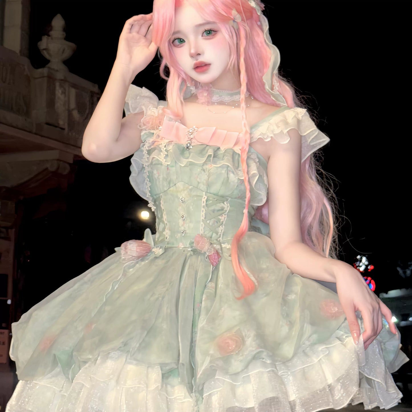 Platycodon House - Floral Magician - Sweet Lolita Dress Floral Print Short Length JSK