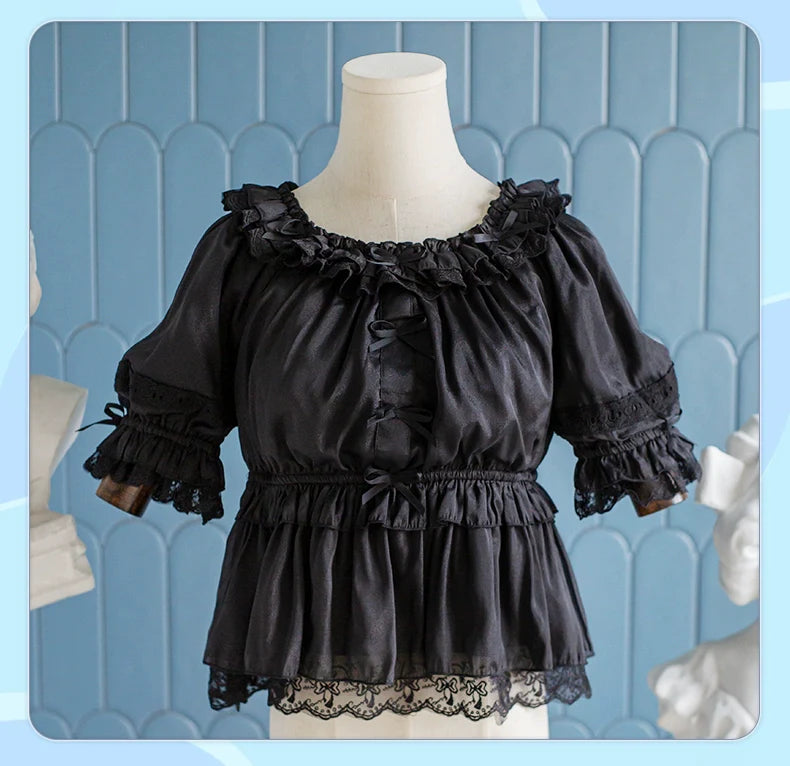 OCELOT - Sweet Lace Lolita Blouse Double-Wear Short Sleeves Shirt