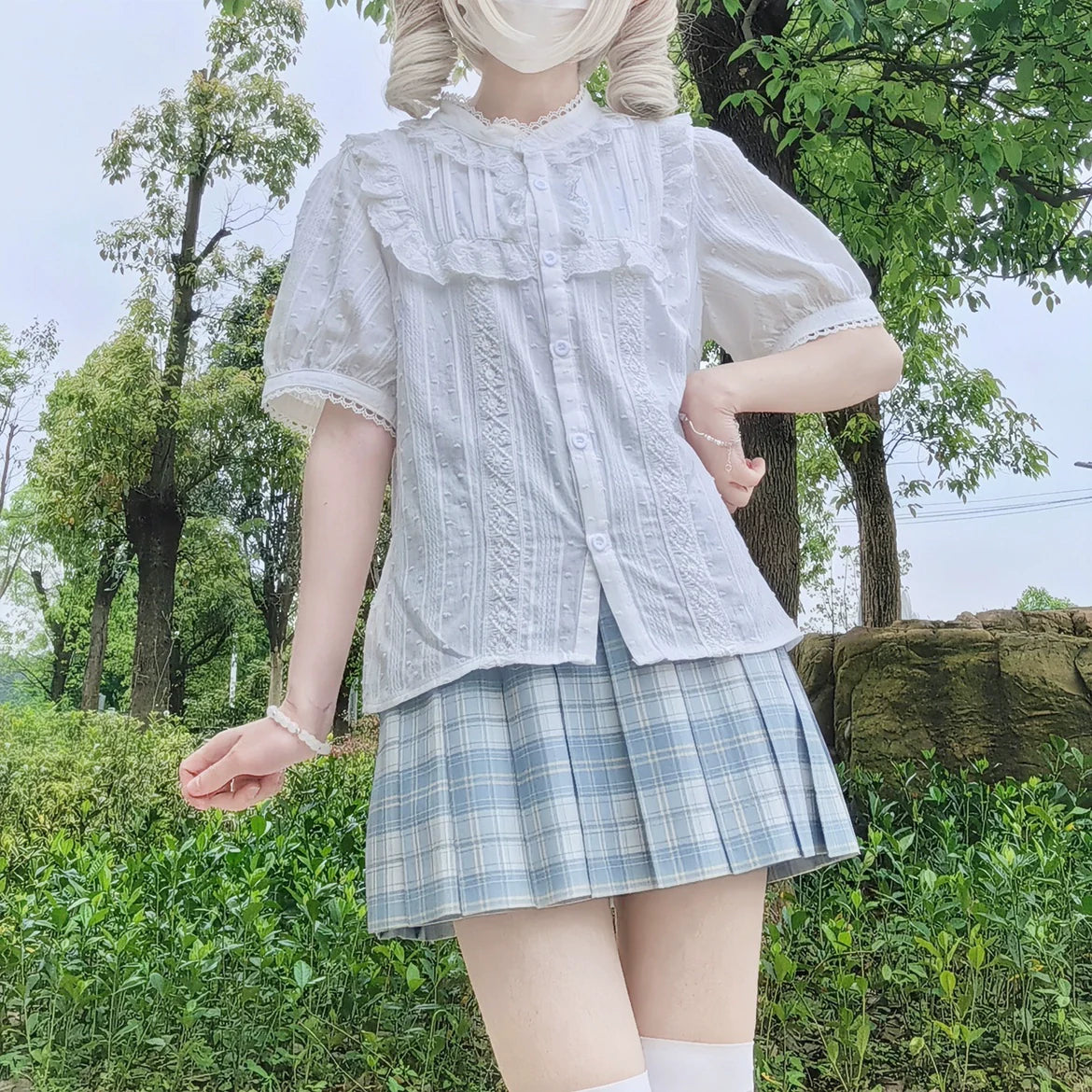 DMFS Lolita - Sweet Lolita Blouse Cotton Summer Short Sleeve Shirt