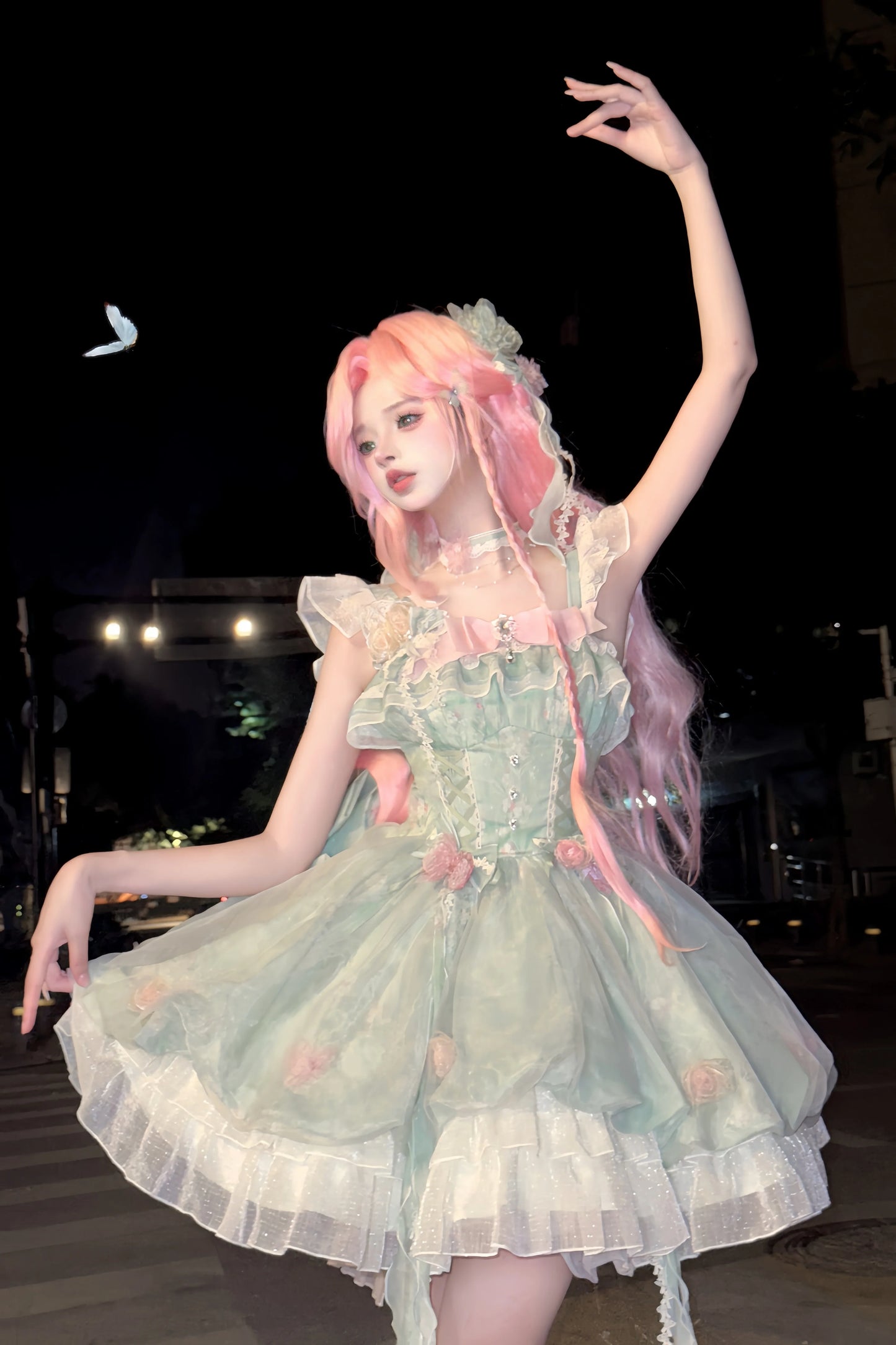 Platycodon House - Floral Magician - Sweet Lolita Dress Floral Print Short Length JSK