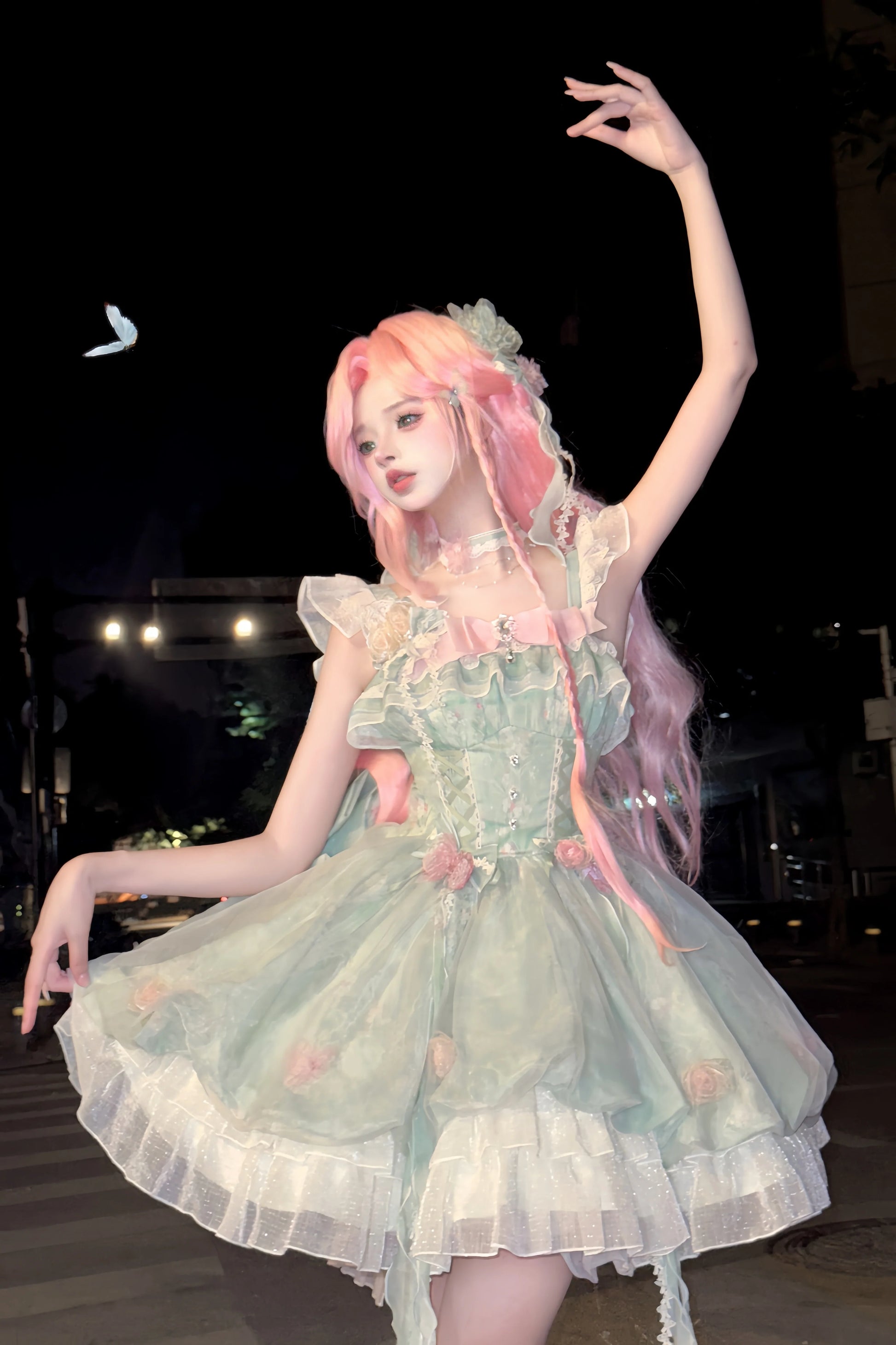 Platycodon House - Floral Magician - Sweet Lolita Dress Floral Print Short Length JSK