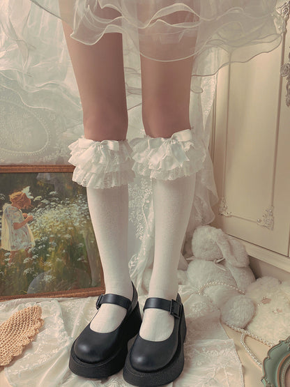 WAGUIR - Lolita Bow Cotton Socks Lace Socks