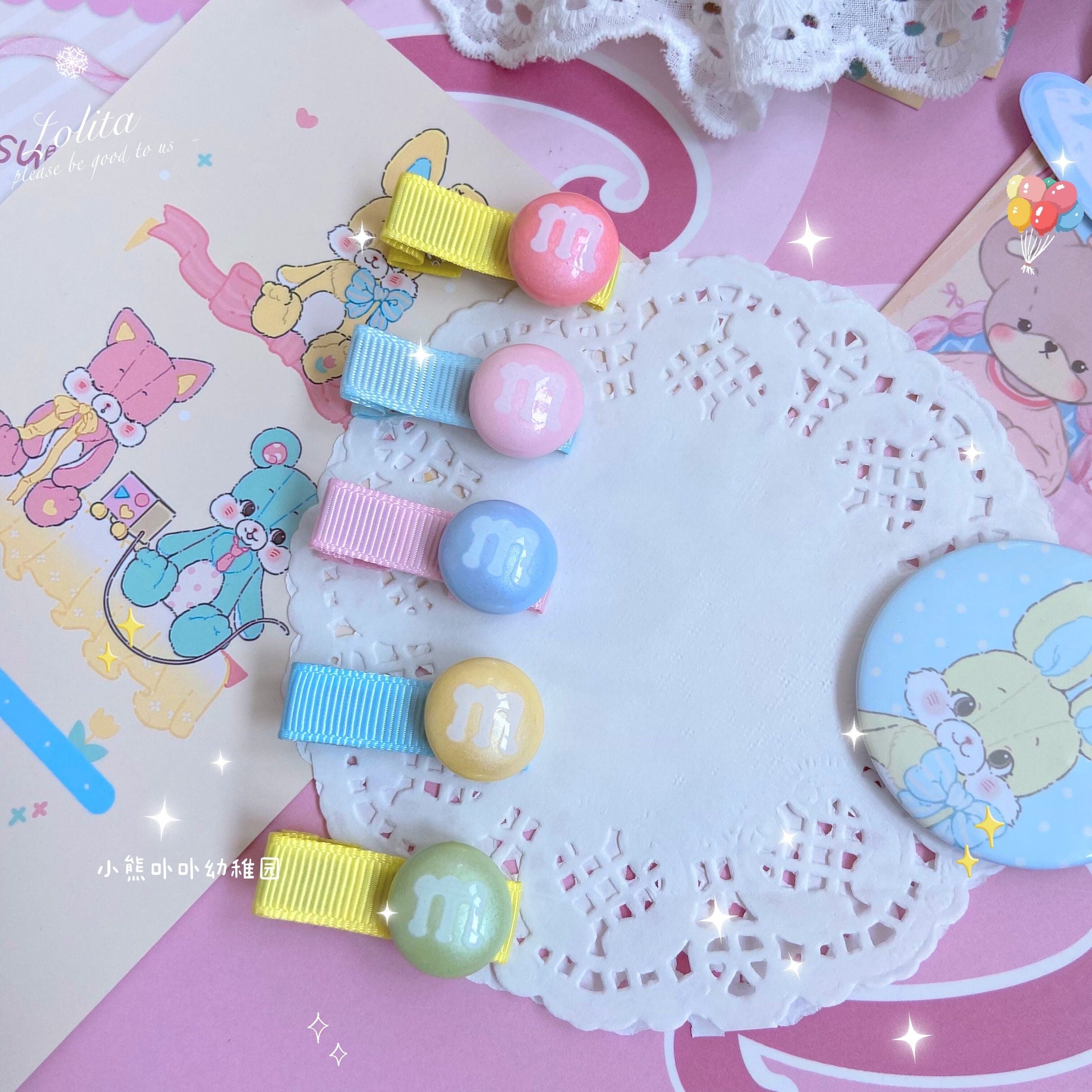 Bear Doll - Original Homemade Bared Sweet Lolita Hair Clips