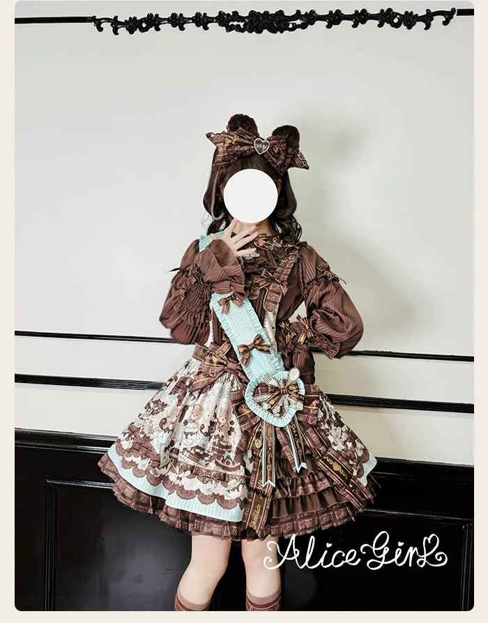 Alice Girl - Bear Chocolate Bar - Kawaii Lolita Headdress Set