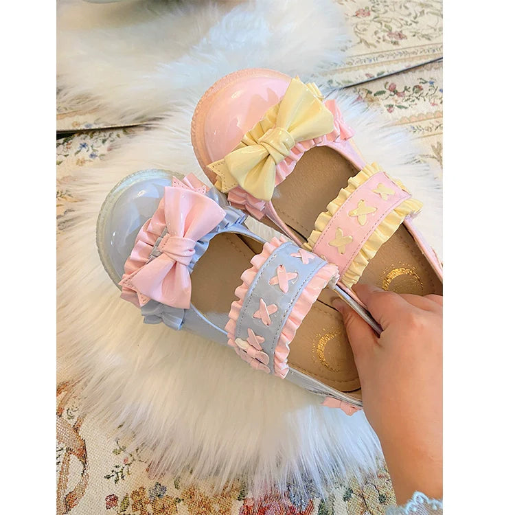 Fairy Godmother - Cute Lolita Shoes Bow Candy-Colored Lolita Flat Shoes