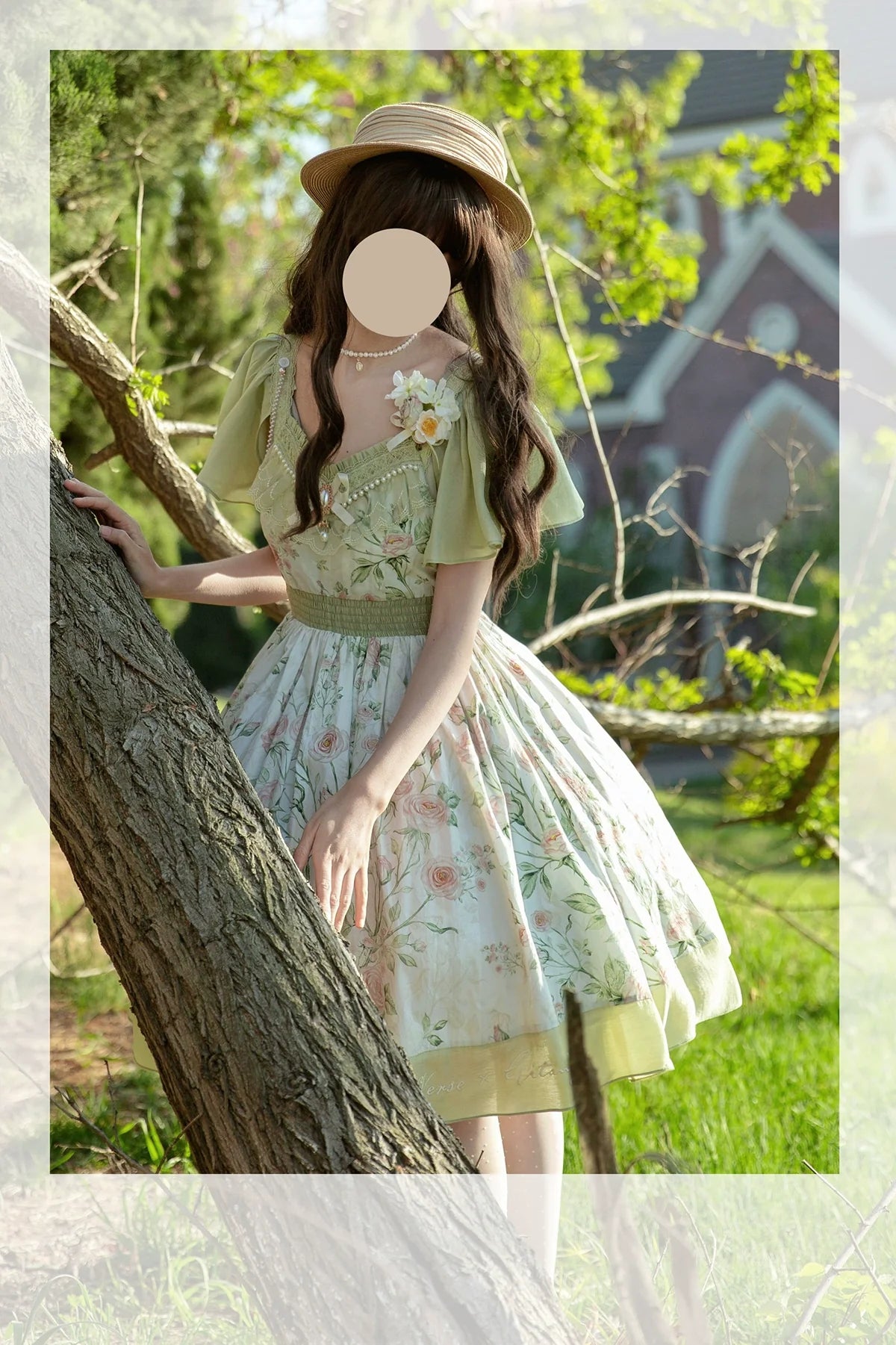 EESSILY - The Rose Dowry - Daily Cotton Lolita OP Dress V-neck Dress