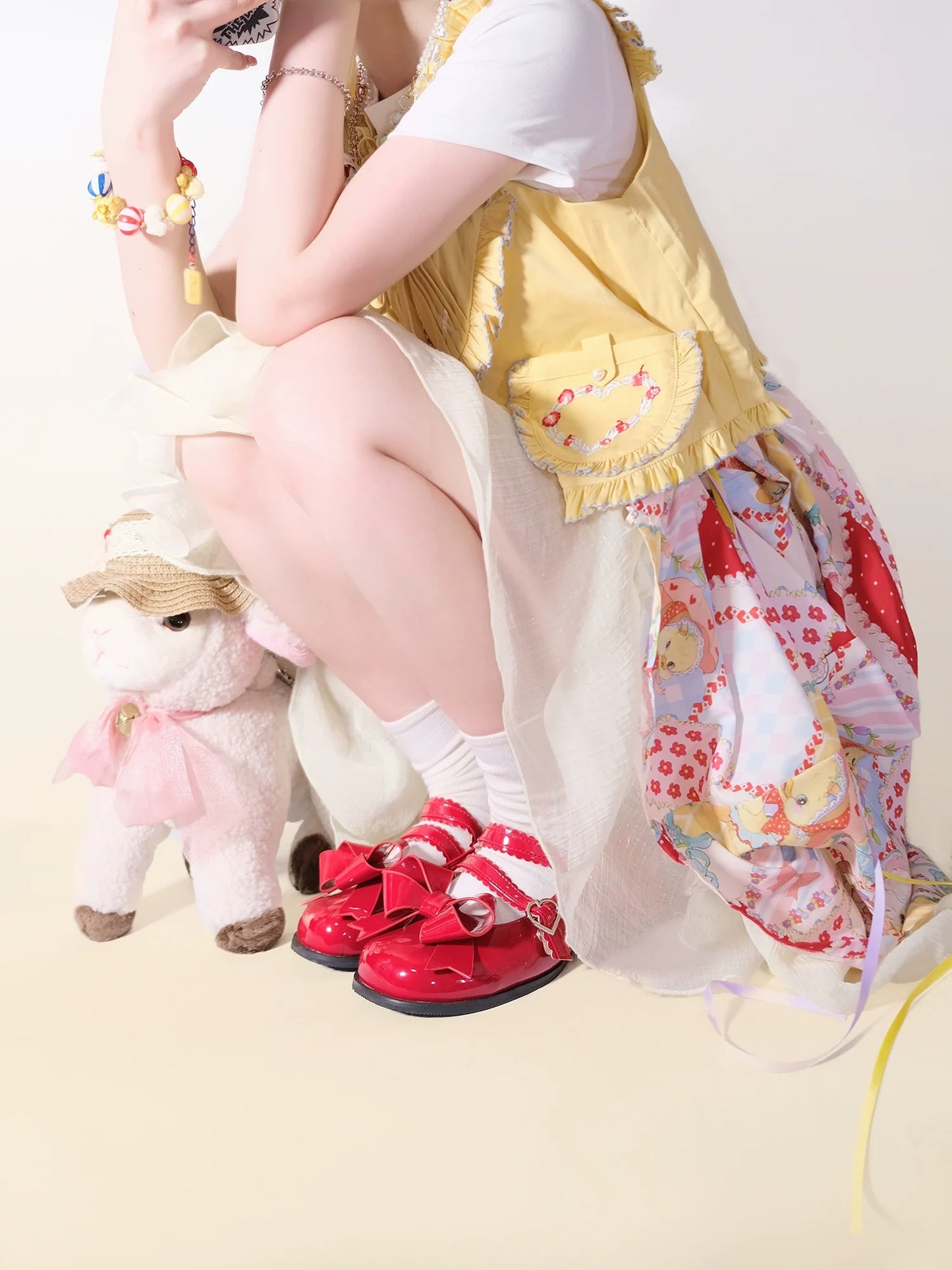 Dolly Doll - Apple Candy - Mary Jane Lolita Shoes Bow PU Low-Mid Heel Shoes