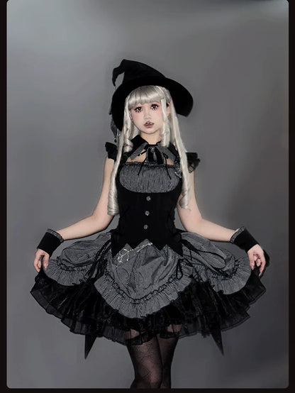 Alice Girl - Lolita Potion - Gothic Lolita Witch Hat and Striped Side Clips