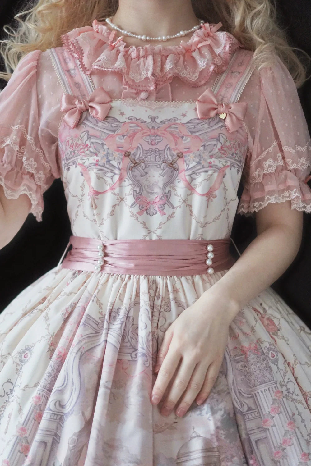 Moon River - Swan Lake Mirror - Pink Sweet Lolita Print JSK Dress