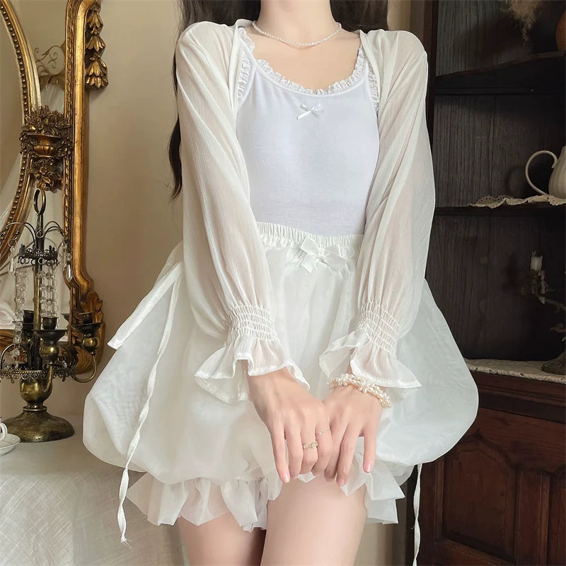 Sugar Girl - Casual Lolita Bloomer Solid Color Organza Shorts Bloomers