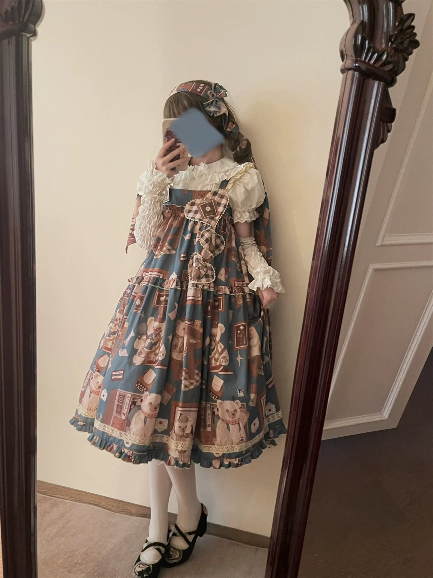 Babyblue - Gretel Bear - Vintage Lolita Dress Teddy Bear Prints Dress