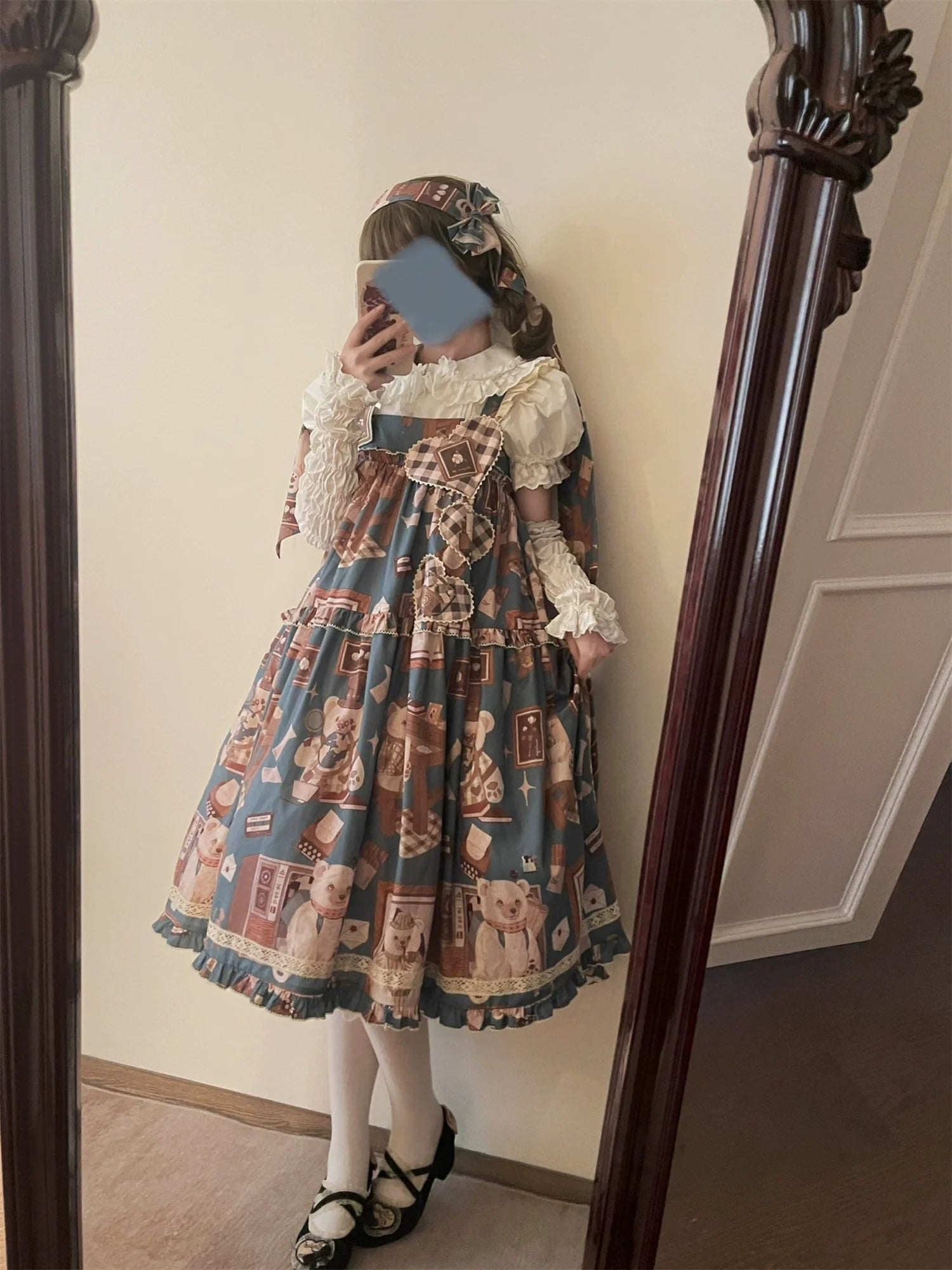 Babyblue - Gretel Bear - Vintage Lolita Dress Teddy Bear Prints Dress