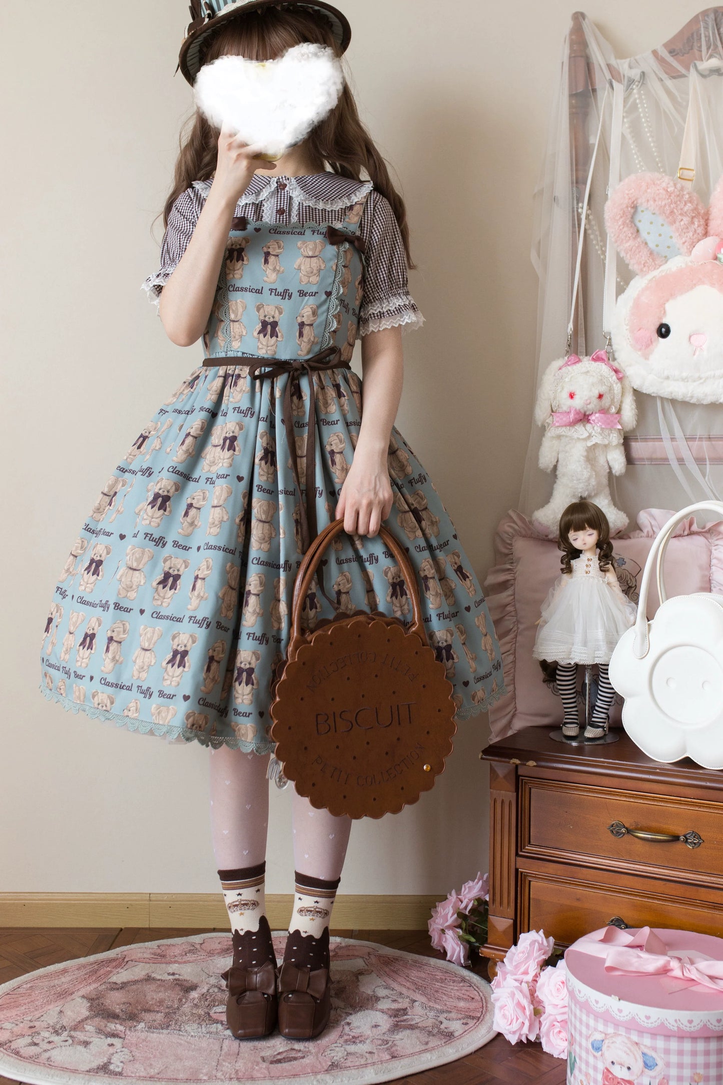 MIST - Kawaii Lolita Plaid Blouse With Cat Ear Peter Pan Collar