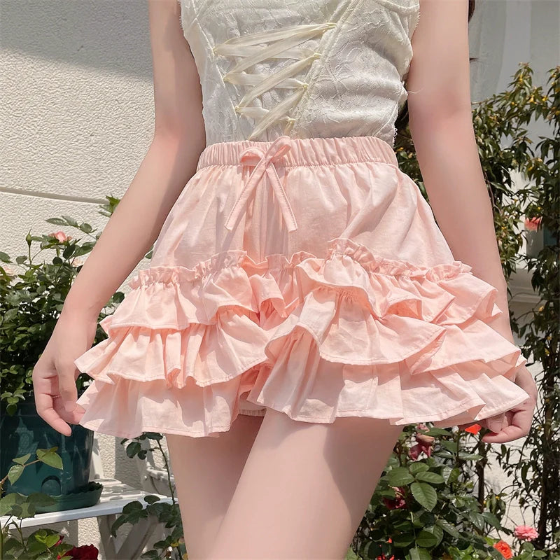 Sugar Girl - Daily Lolita Bloomers Anti-Exposure Pink Ruffle Safety Shorts