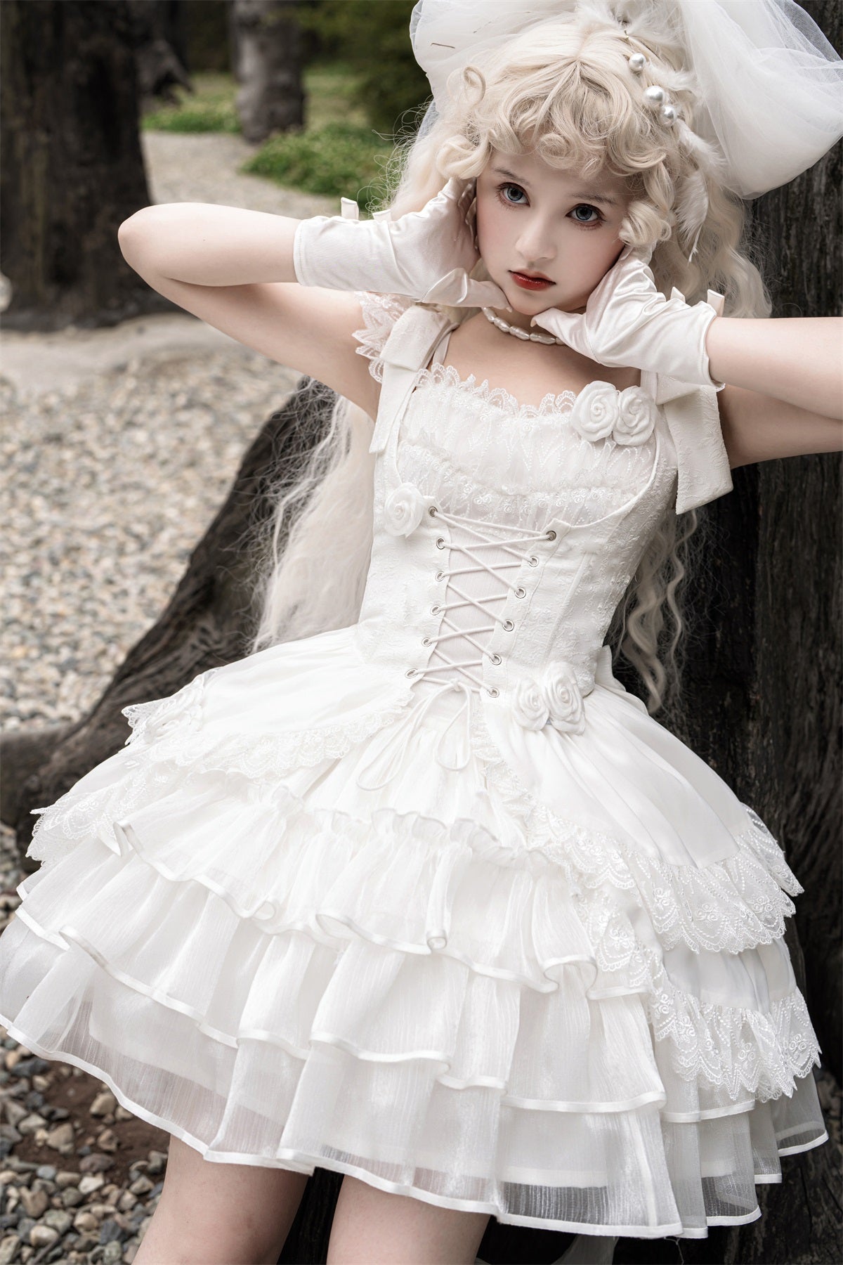 Your princess - Sweet Lolita White Princess Flounce Hemline OP