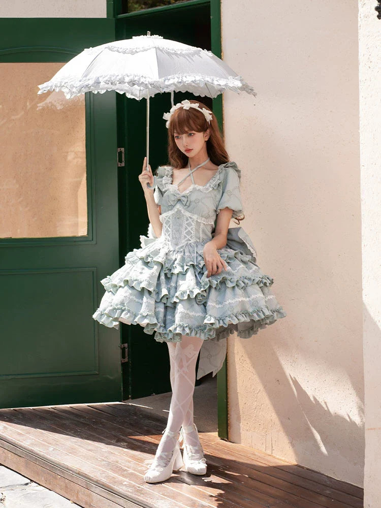 OCELOT - Puff Rose - Sweet Lolita OP Princess Bow Trailing Lolita Dress