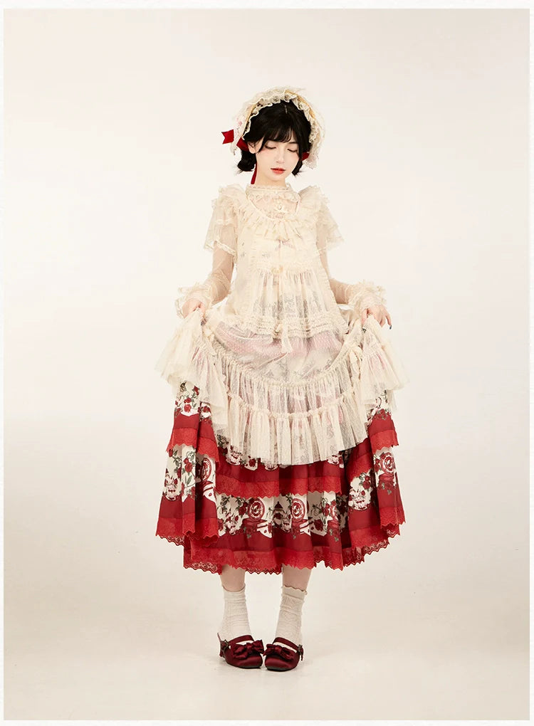 With PUJI - Letters and Poetry - Classic Lolita Tulle Over-Skirt for Summer