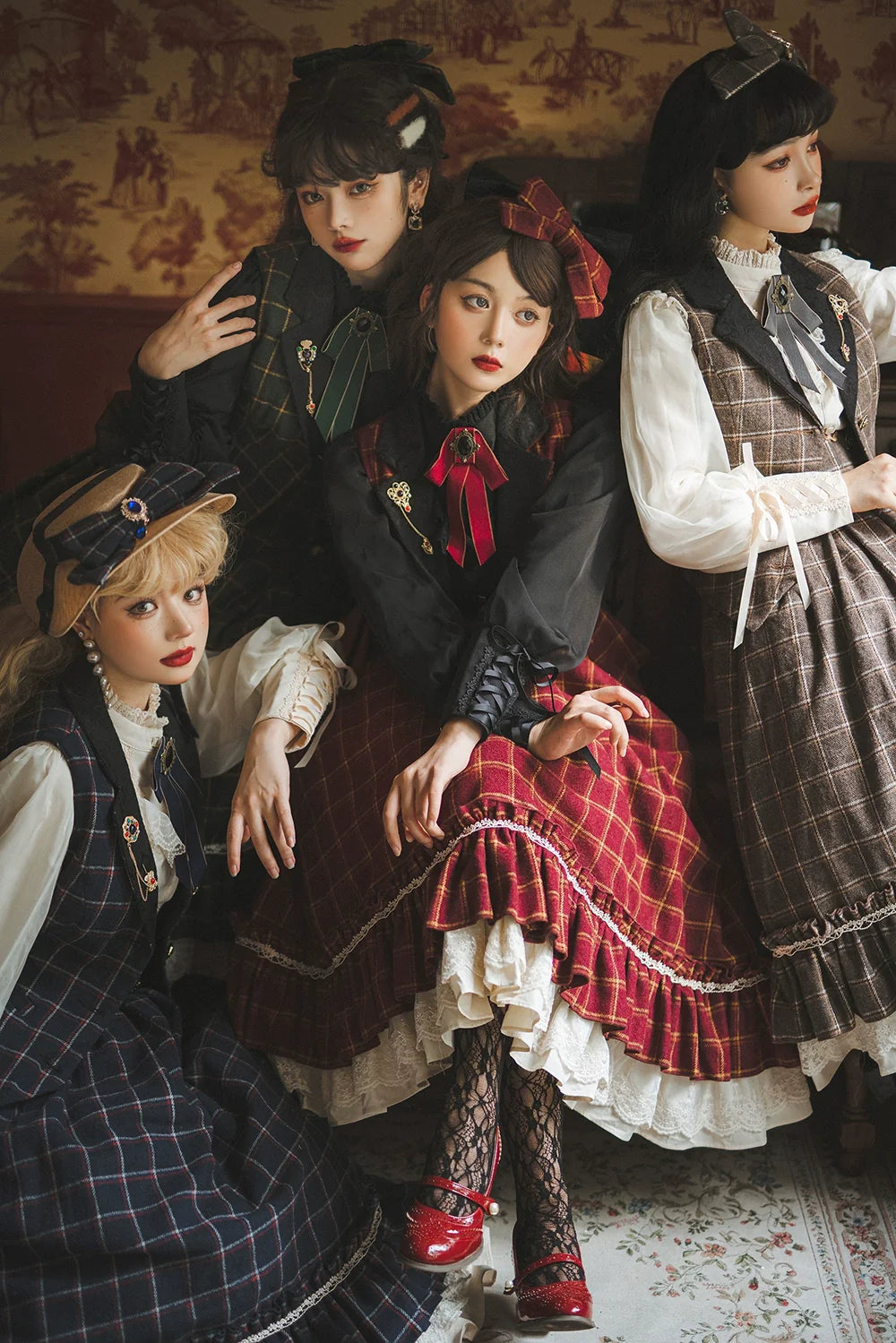 Miss Point - Rose - Elegant Lolita Pliad Print Vest Customized