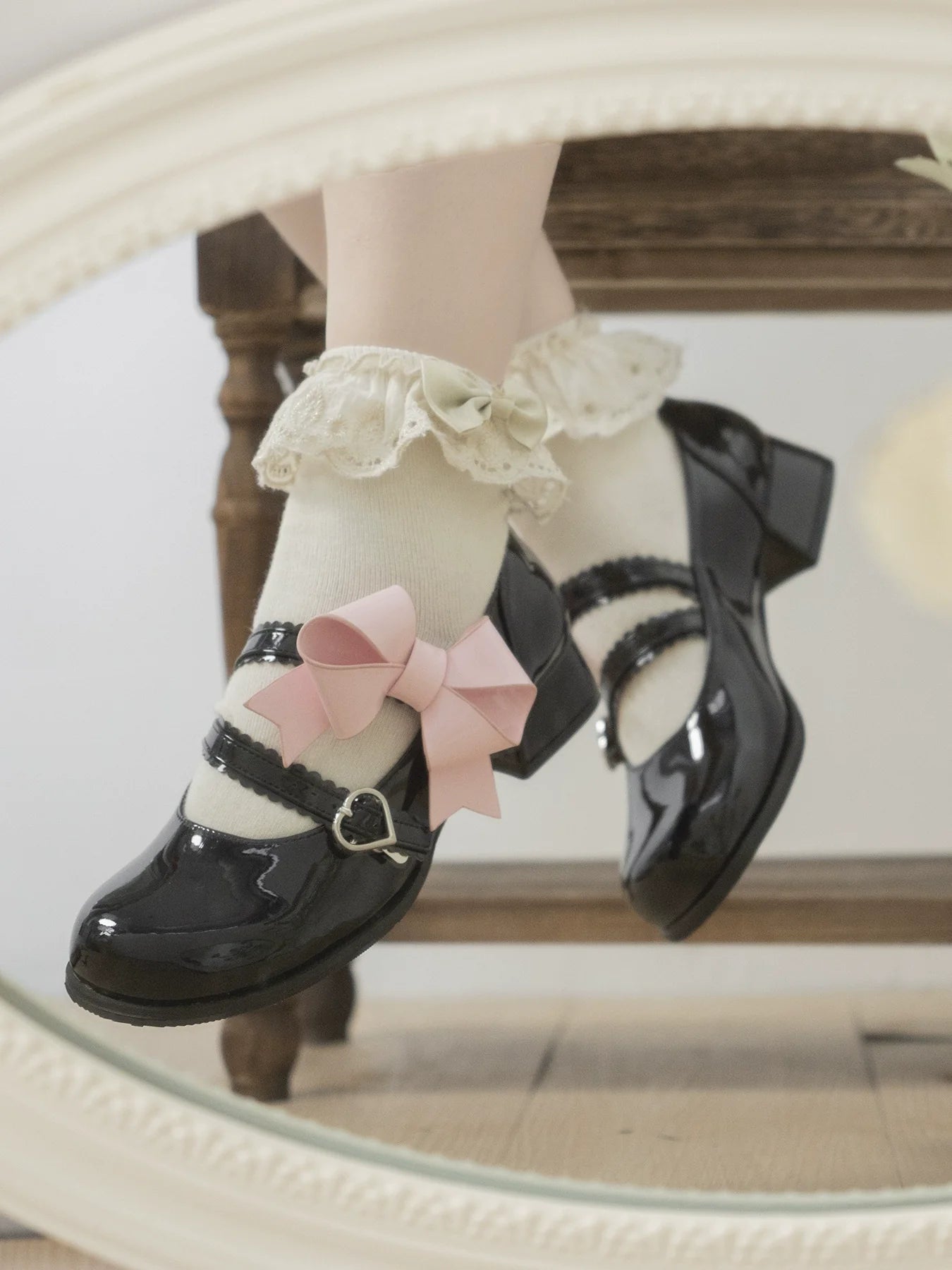 Dolly Doll - Apple Candy - Mary Jane Lolita Shoes Bow PU Low-Mid Heel Shoes