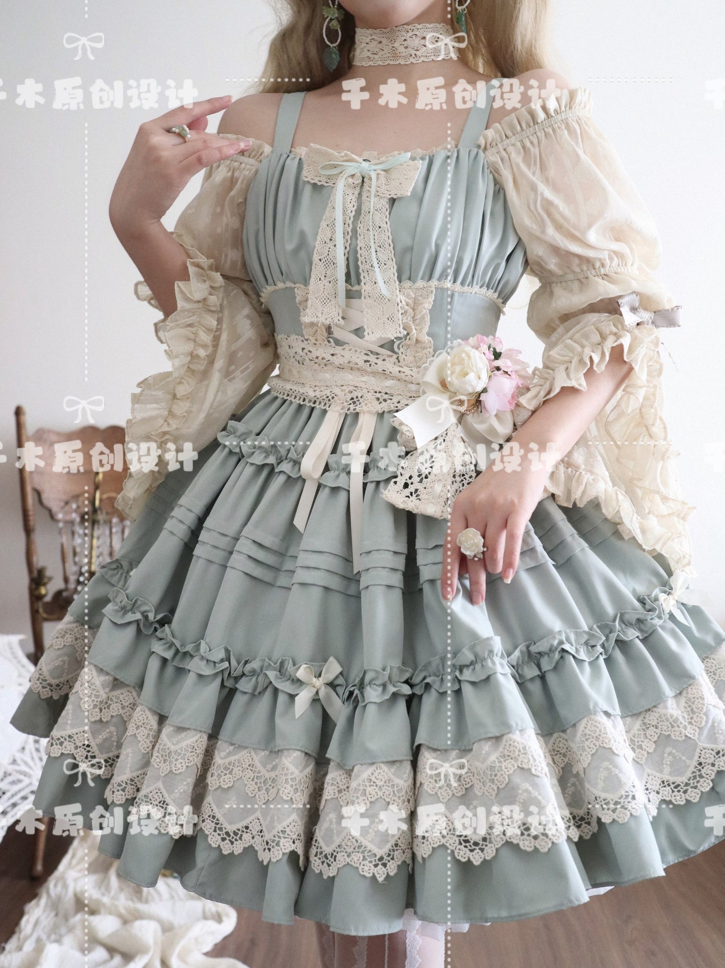 Qianmu - Vivian - Sweet Lolita JSK Doll Lolita Tiered Ruffles Dress