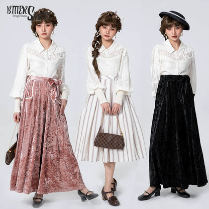 Bitter Sweet - Late Spring - Vintage Lolita Shirt Lace Long Sleeve Blouse