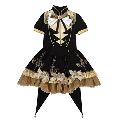 Letters from Unknown Star - Glitter Oath - Military Lolita OP Dress with Detachable Split Tail Cloak