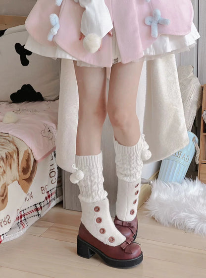 Dolly Doll - Winter Lolita Boots Fur Mary Jane Lolita Low Heel Shoes