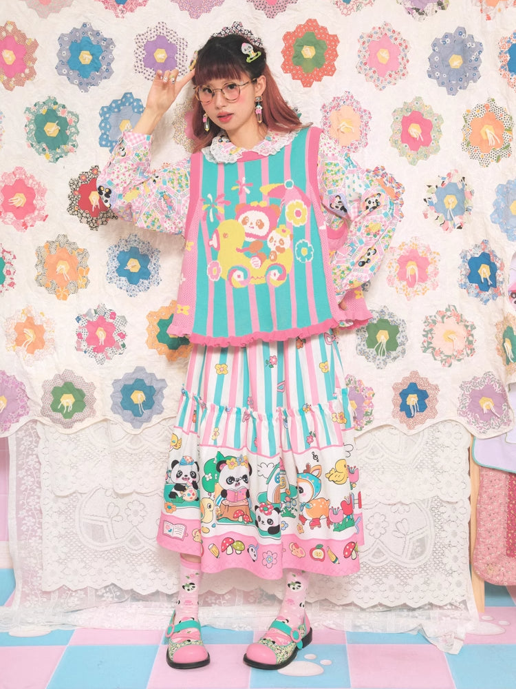 Striped print long skirt【s0000007680】