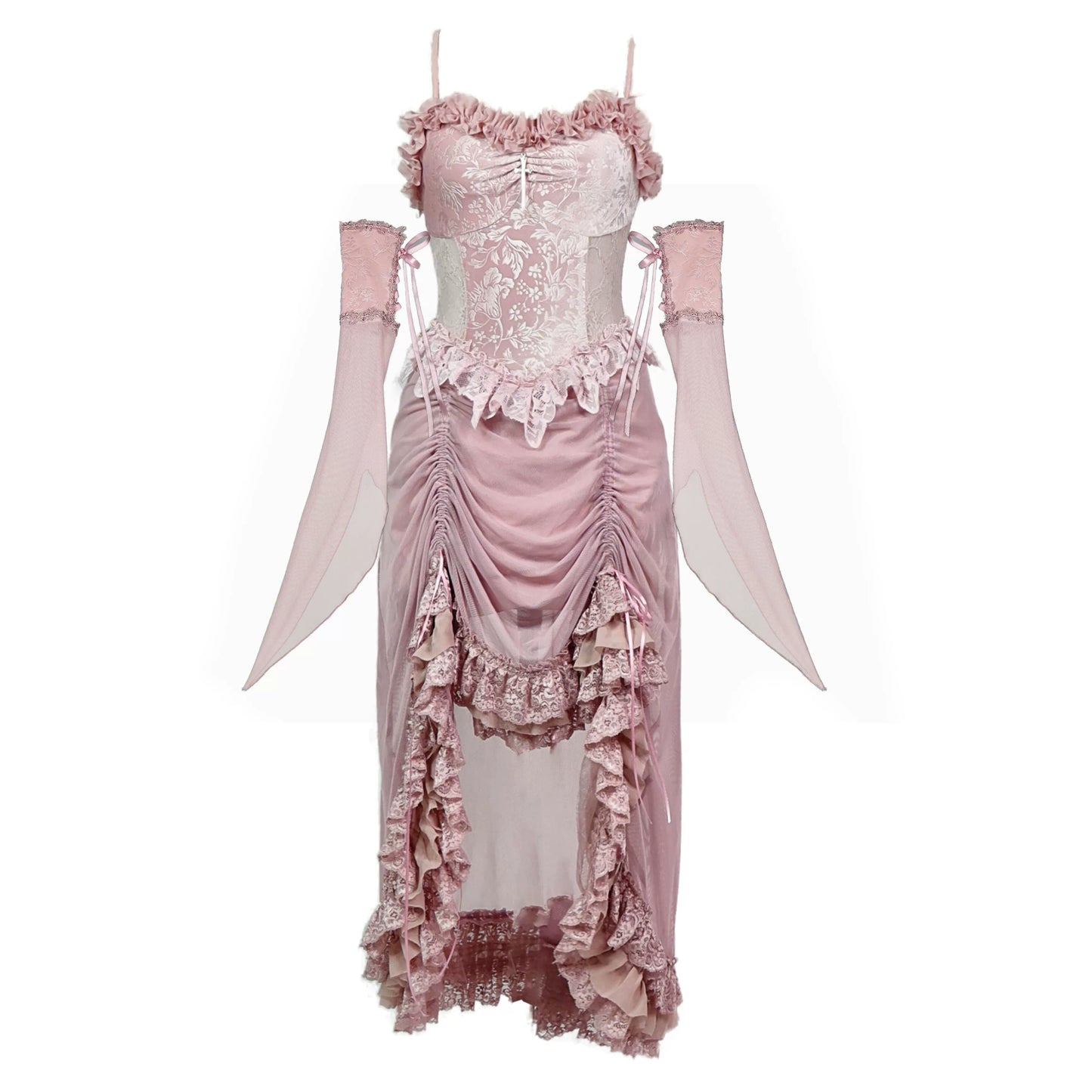 Blood Supply - Sakura Nightmare - Pink Gothic Velvet Drawstring Dress