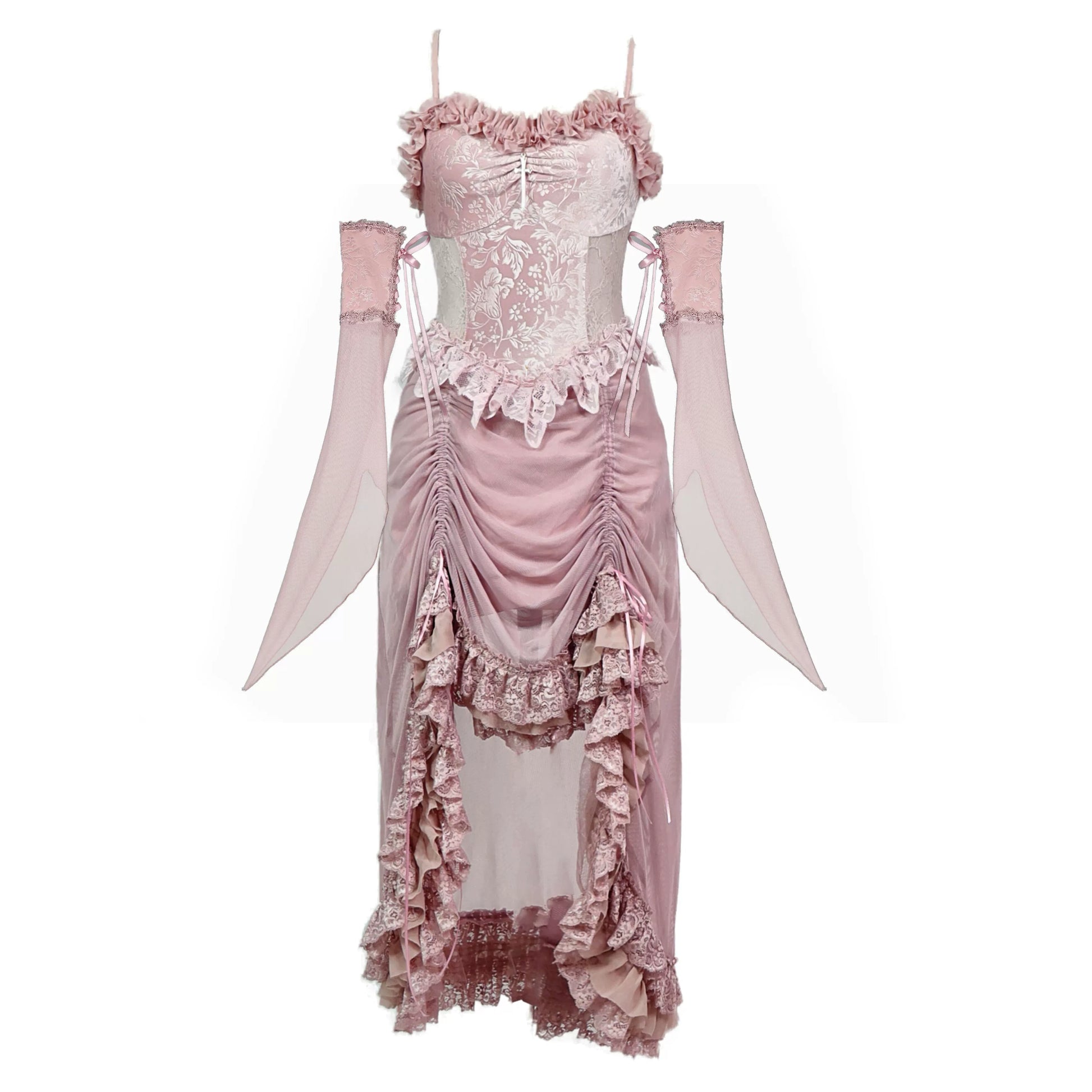 Blood Supply - Sakura Nightmare - Pink Gothic Velvet Drawstring Dress