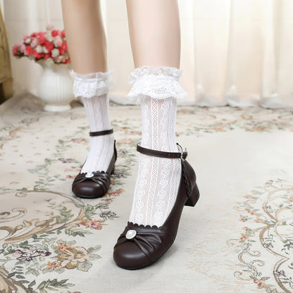Sosic - Shell Dew - Sweet Lolita Bow Round Toe Shoes