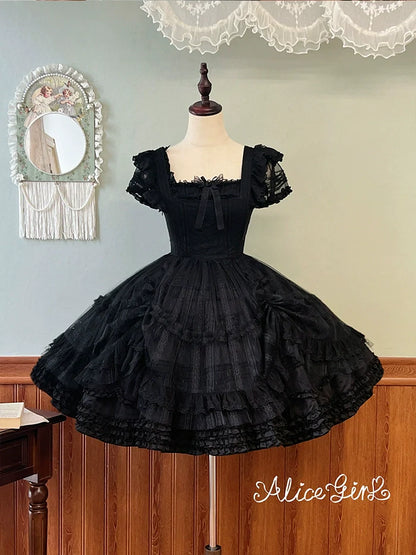 Alice Girl - Elegant Lolita Embroidered Apron with Adjustable Strap