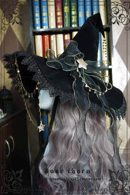 Rose Thorn - Twinkle Veil Lolita Halloween Witch Hat
