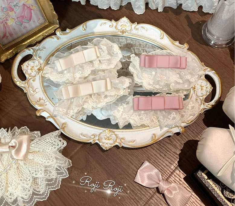 Roji Roji - Sweet Lolita Cotton Socks, Detachable Cuff Bow Trim