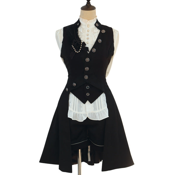 Immortal Thorn - Forever Night Poem - Ouji Lolita Long Vest, Short Front