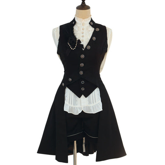 Immortal Thorn - Forever Night Poem - Ouji Lolita Long Vest, Short Front