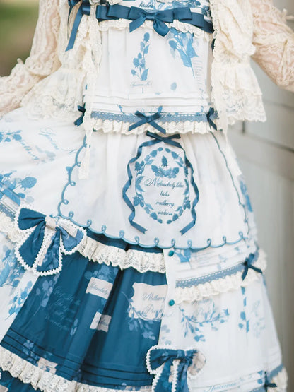 NanShengGe - Mulberry Poem - Country Lolita Printed Dress with Cardigan Set
