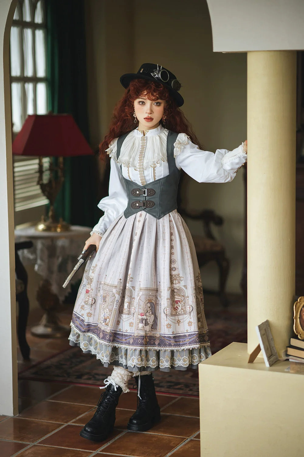 Miss Point - Demon Hunting Notes - Fishbone Gothic Lolita Skirt