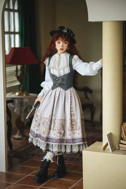 Miss Point - Demon Hunting Notes - Fishbone Gothic Lolita Skirt