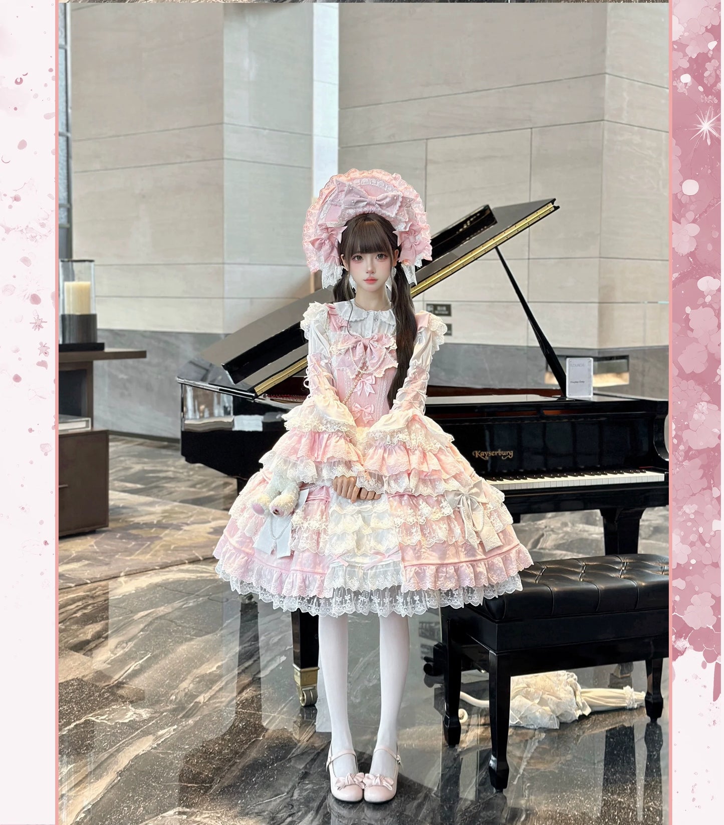 Peach Bunny - Sakura Love - Gorgeous Doll-like Lolita Dress Suit, Tiered Skirt