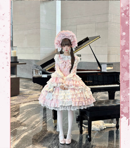 Peach Bunny - Sakura Love - Gorgeous Doll-like Lolita Dress Suit, Tiered Skirt