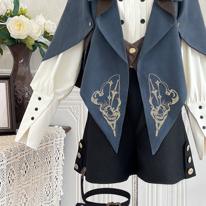Designer's Gift - Narrative Poem - Ouji Lolita Shorts Suit with Shirt Cape and Vest