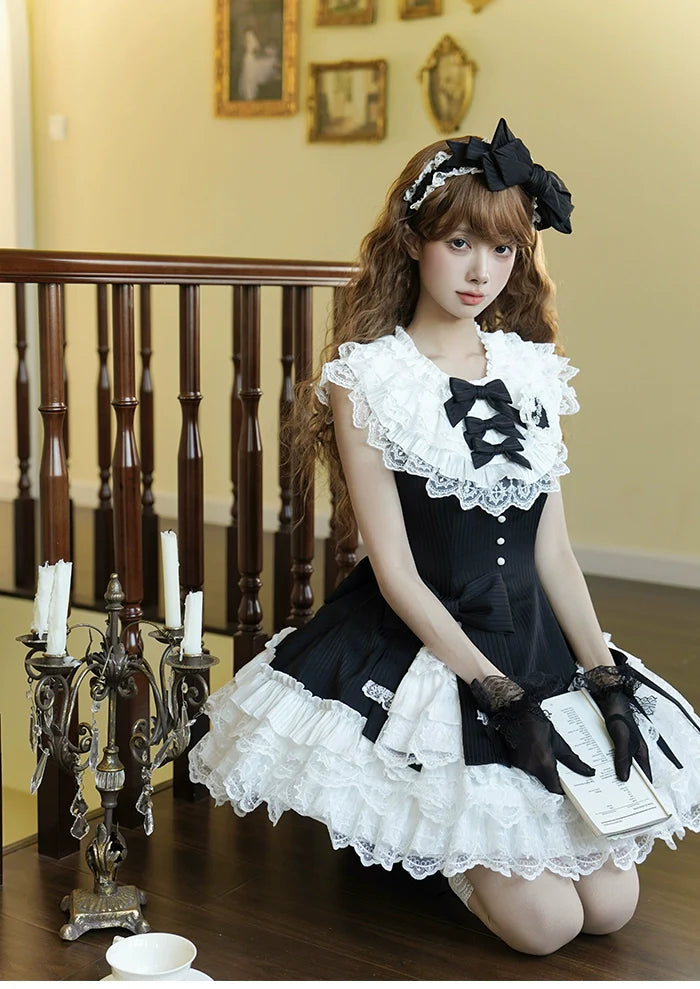 Alice Girl - Arrogant Miss - Sweet Lolita Jumper Dress with Tiered Lace Dress