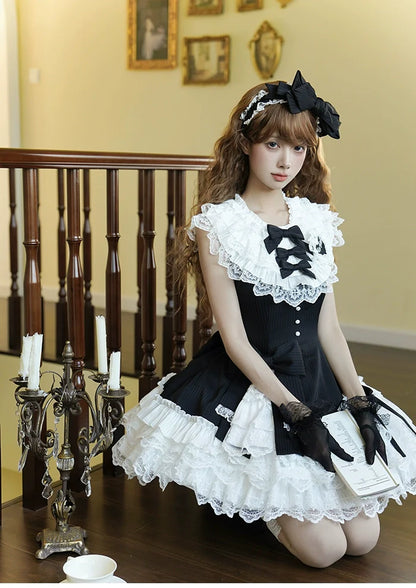Alice Girl - Arrogant Miss - Sweet Lolita Jumper Dress with Tiered Lace Dress
